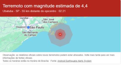 Google emite alerta de terremoto para RJ e SP, mas tremor não é confirmado