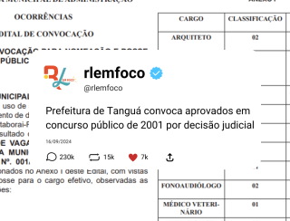 Decisão judicial obriga Prefeitura de Tanguá a convocar parte dos aprovados em concurso de 2001